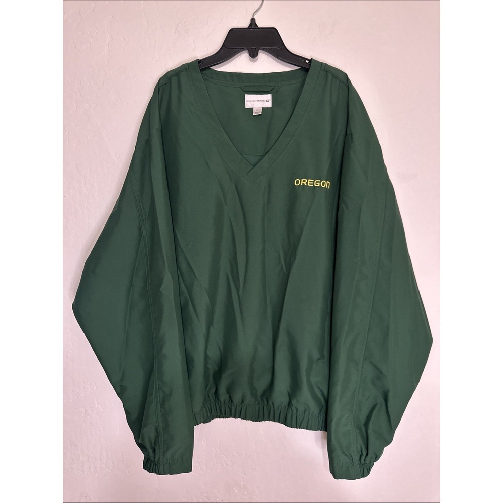 Cutter and Buck Green Windbreaker‎ Pullover Mens Large V Neck Oregon Embroidered